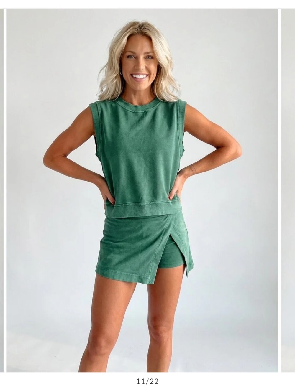 Auvora Green Sleeveless Skort Set